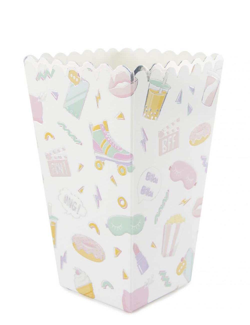 Boîte à pop corn pyjama party irisé aux motifs girly