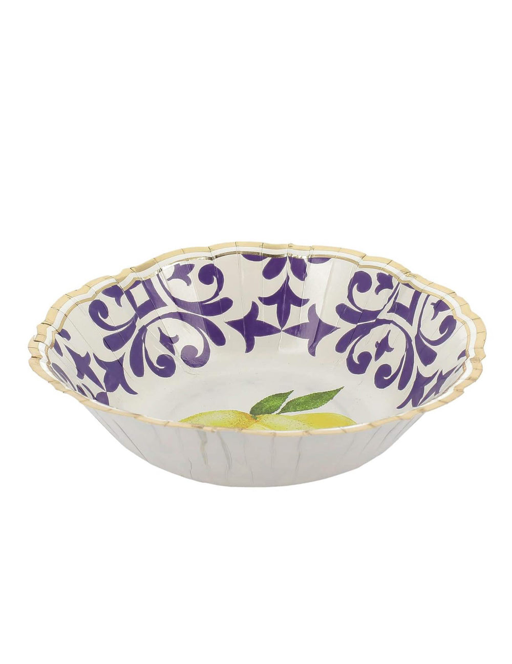Boluri din carton cu lămâi albastru rege galben alb și auriu motiv floral mediteranean