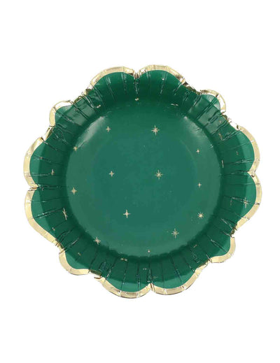 8 boluri Crăciun atemporal verde englezesc și auriu 13,5 cm