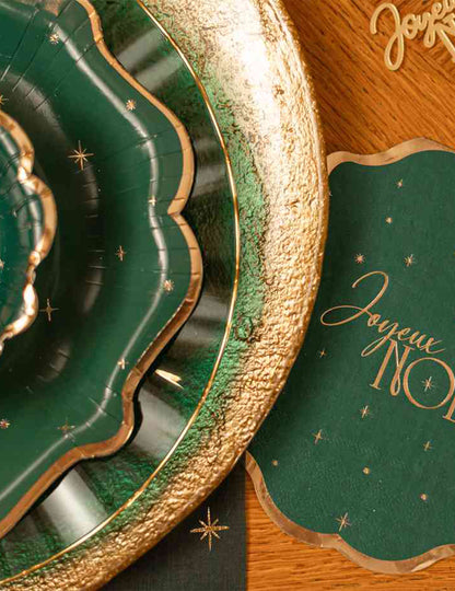 8 bols L'Intemporel vert anglais et or 13,5 cm