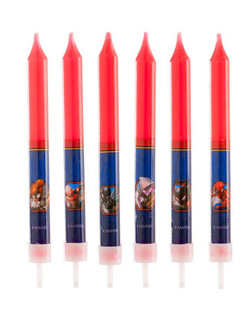 Bougies d'anniversaire Spiderman pour enfant rouges et bleues