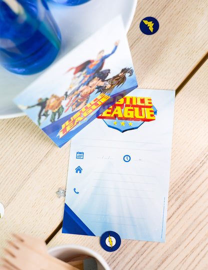8 invitații Justice League™ cu plicuri 10x16cm