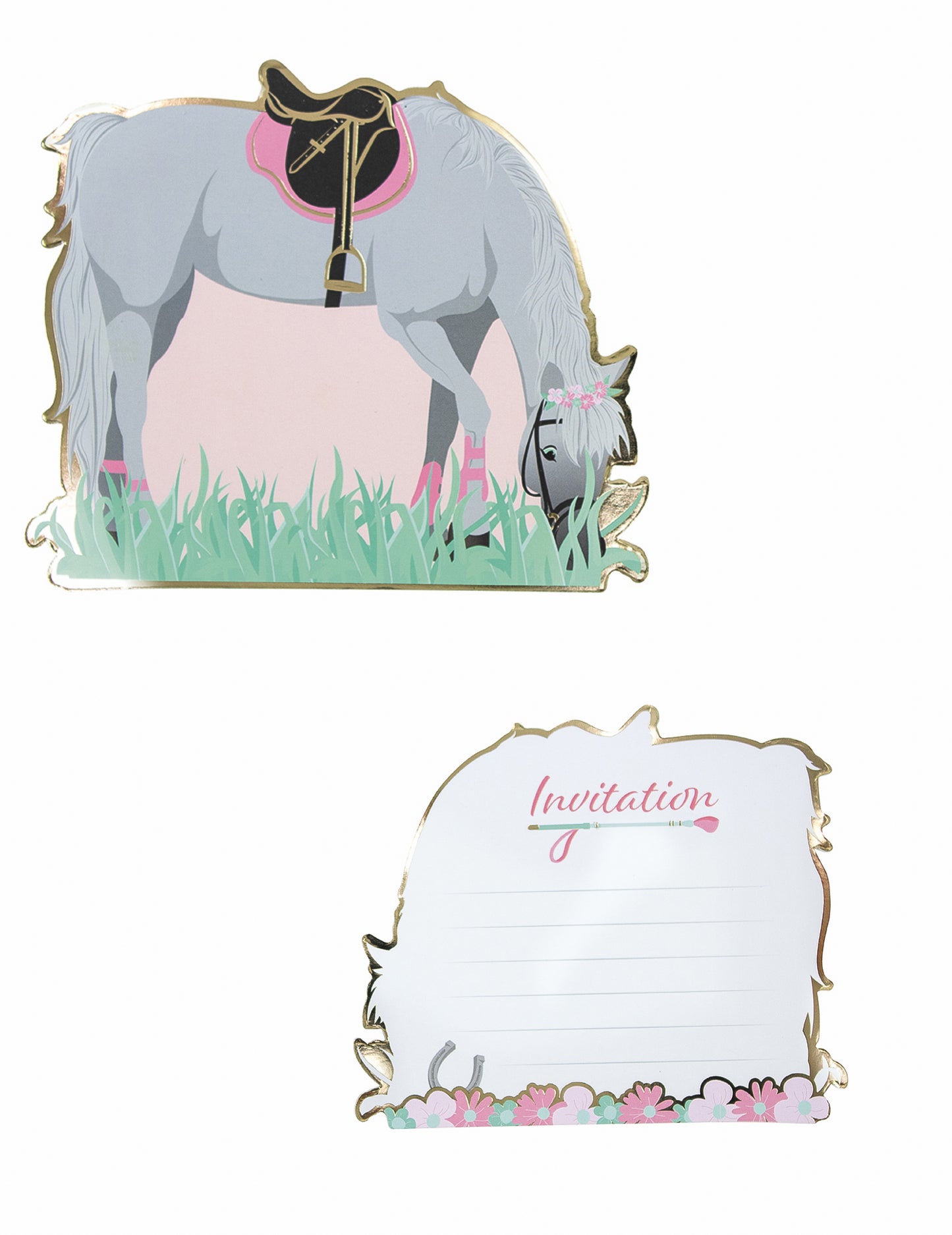 8 invitații cu cai 13 cm pentru ziua de naștere