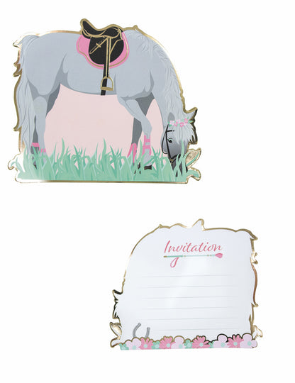 8 invitații cu cai 13 cm pentru ziua de naștere