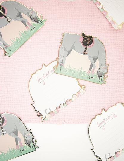 8 invitații cu cai 13 cm pentru ziua de naștere