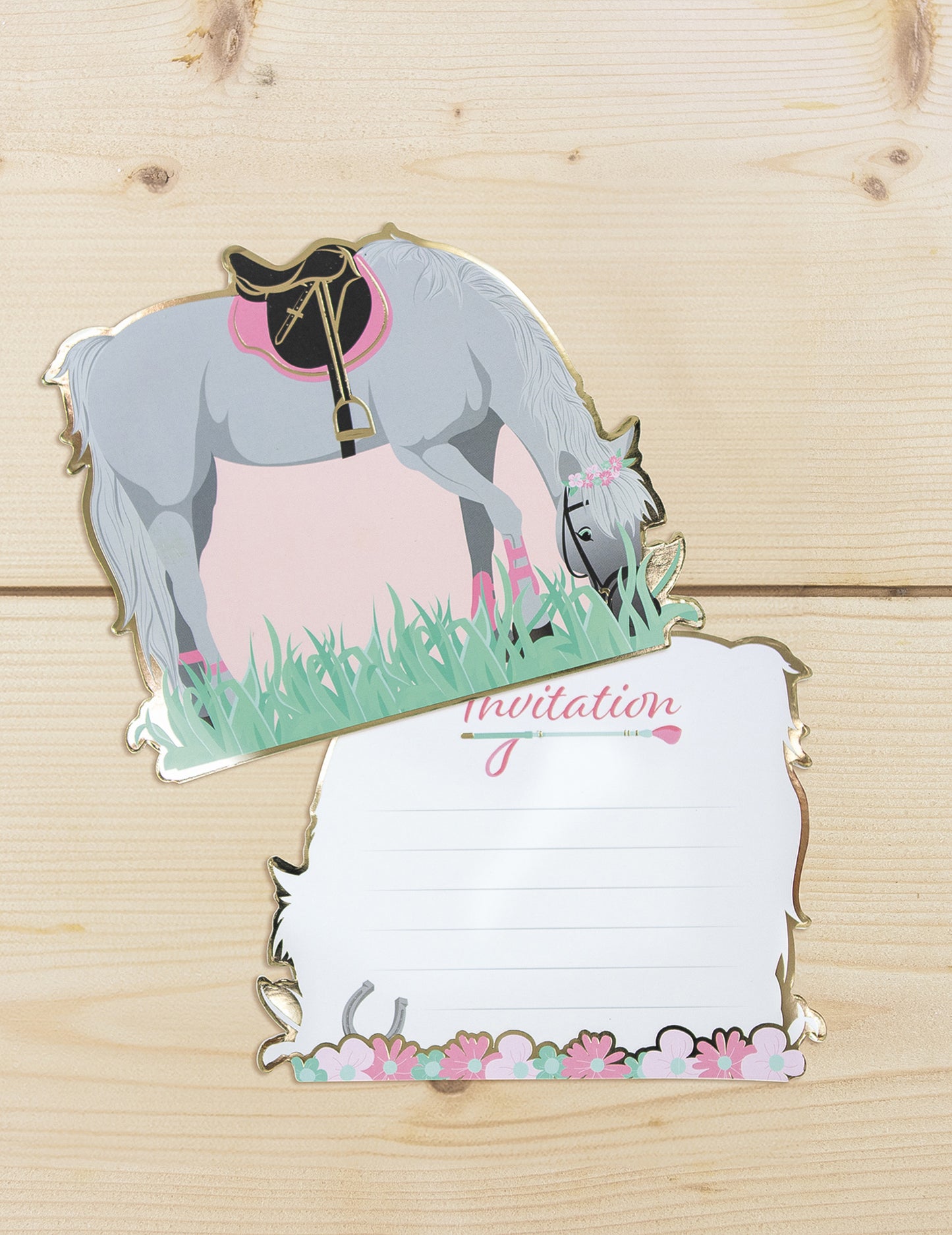 8 invitații cu cai 13 cm pentru ziua de naștere