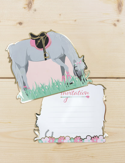8 invitații cu cai 13 cm pentru ziua de naștere