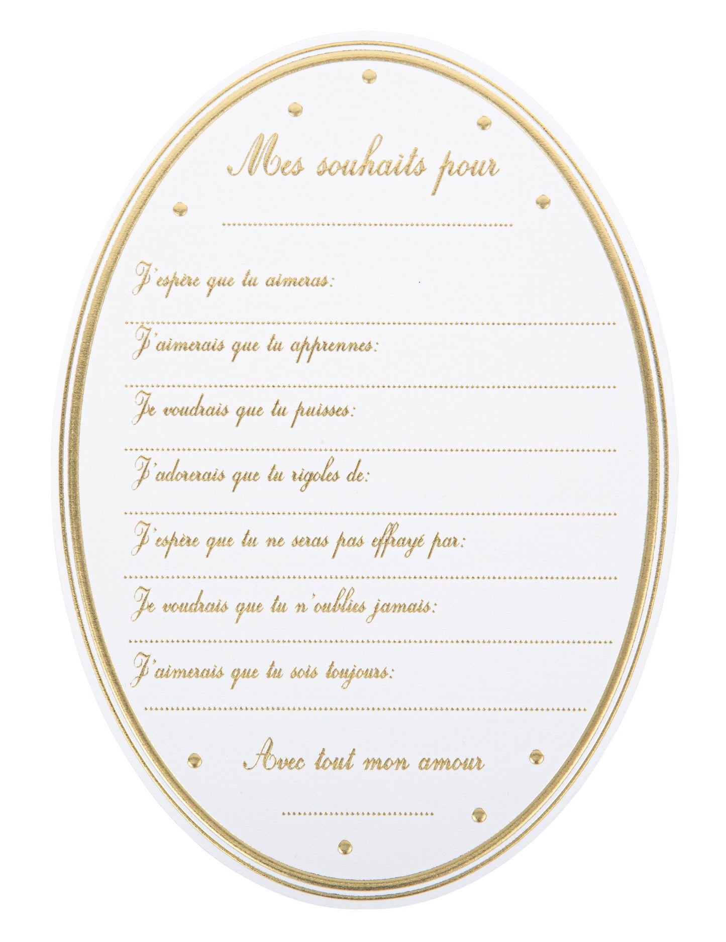 8 felicitări pentru baby shower în formă de medalion, albe și aurii