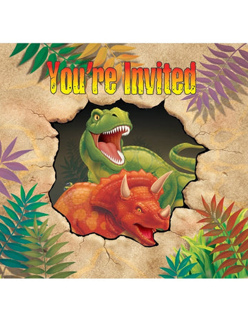 8 carduri de invitație pentru aniversare Dinozauri 10 x 12 cm 