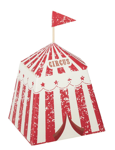 Contenant chapiteau de cirque vintage pour fête rouge et blanc en papier