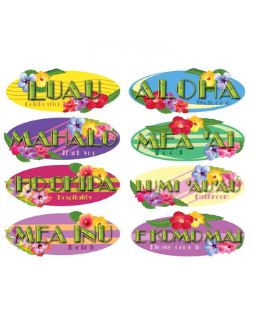 8 decorațiuni de perete Hawaii 40 cm 