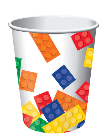 8 pahare din carton joc de construcție 266ml blocuri colorate 