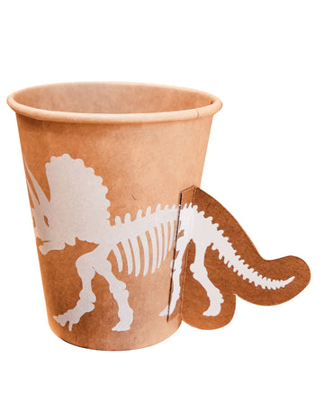 8 căni de dinozaur albe și kraft, 255 ml, relief cu triceratops