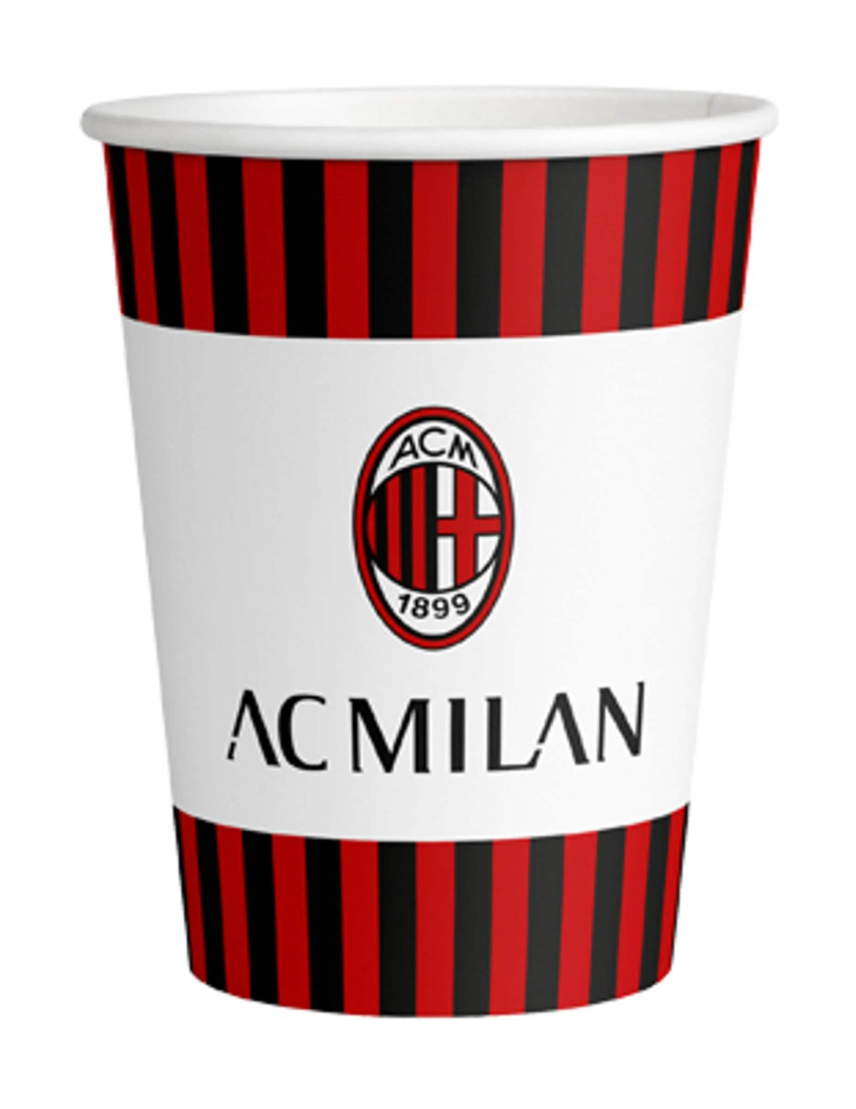 Pahare din carton ac milan pentru petrecere roșu și negru cu logo-ul