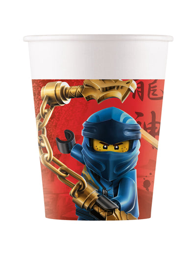 Pahare din carton FSC Lego Ninjago pentru copii, roșii și albastre