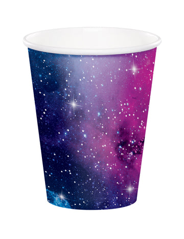8 gobelets en carton galaxy 266 ml étoiles blanches