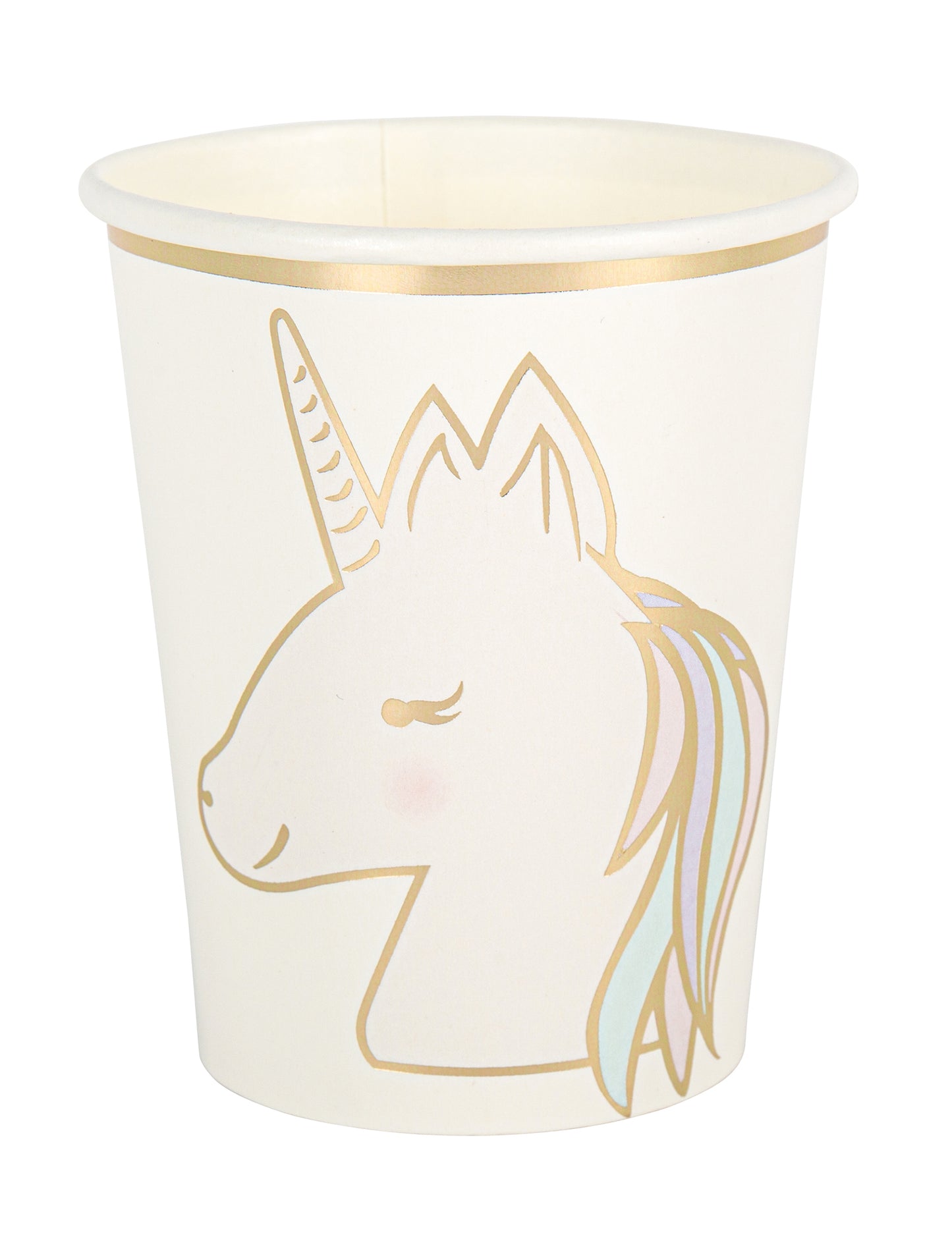 8 pahare de carton magice pastelate și aurii cu unicorni, 250 ml
