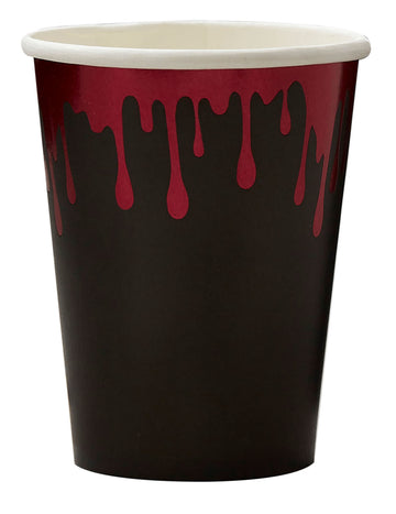 8 pahare negre din carton însângerate (266 ml) pentru Halloween