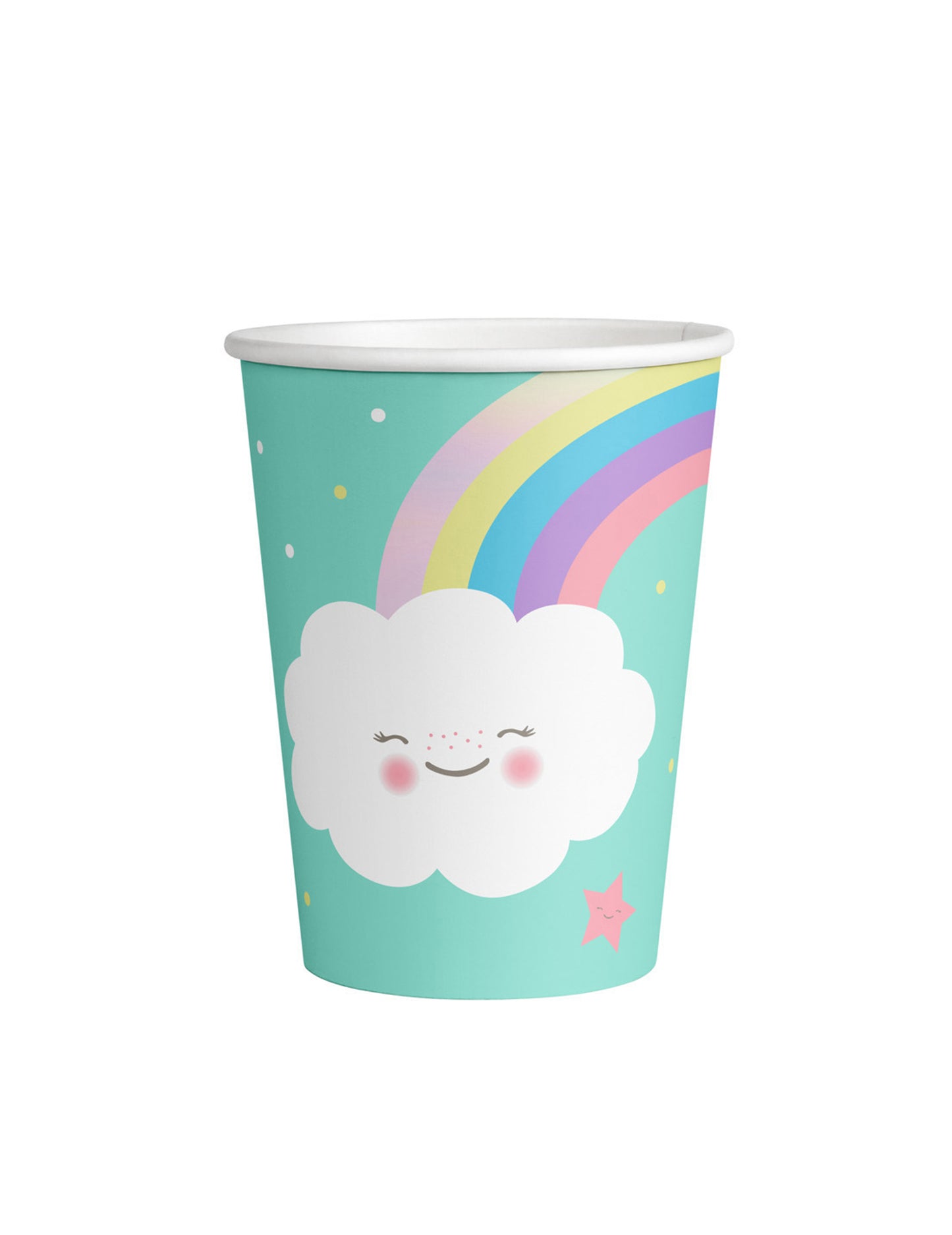 8 gobelets en carton petit nuage 250 ml arc-en-ciel