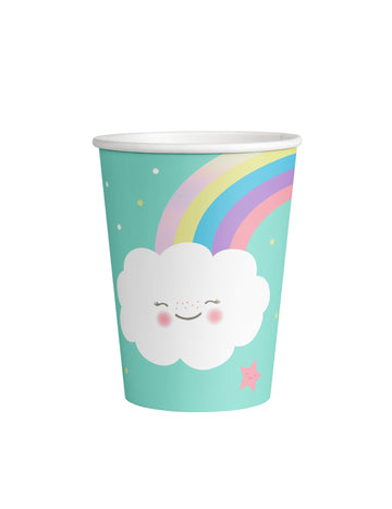 8 gobelets en carton petit nuage 250 ml arc-en-ciel