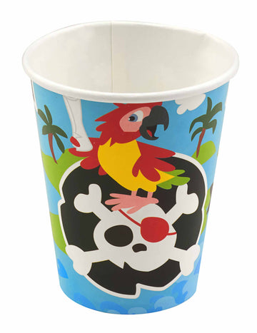 8 pahare din carton cu tematică de pirat 250 ml pentru aniversarea copilului 