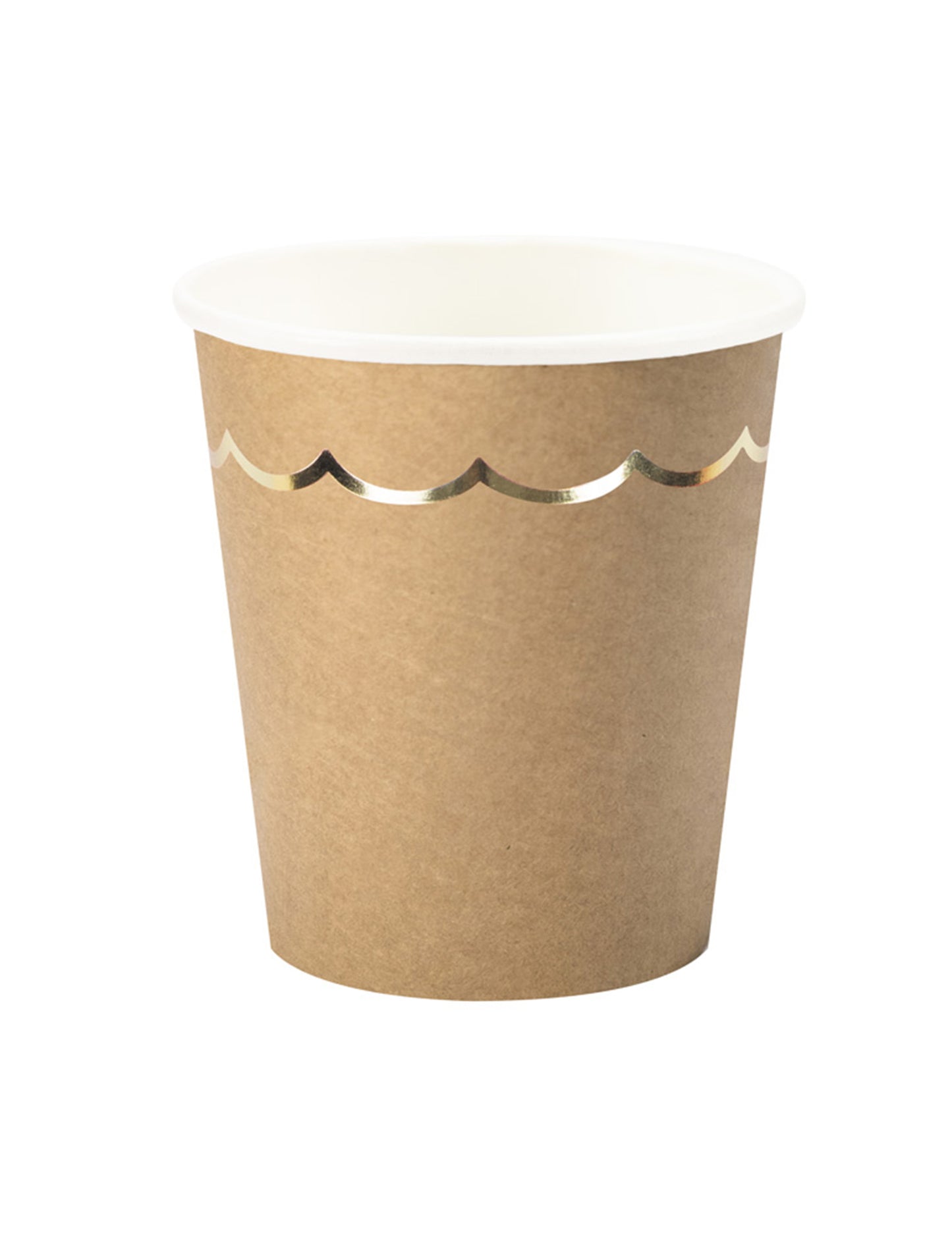 8 pahare de carton cu model kraft și auriu, 200 ml