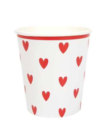 8 pahare mici de carton în formă de inimă, 200 ml