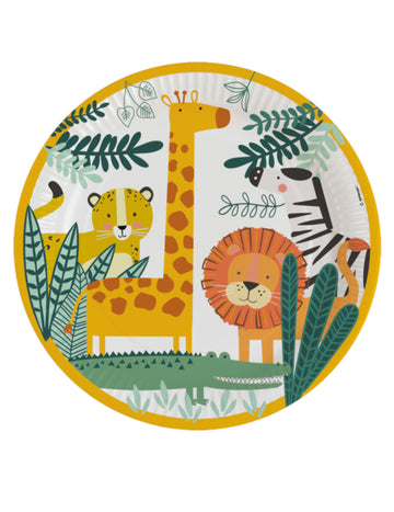 8 farfurii de hârtie pentru un safari sălbatic 23 cm, animale din junglă
