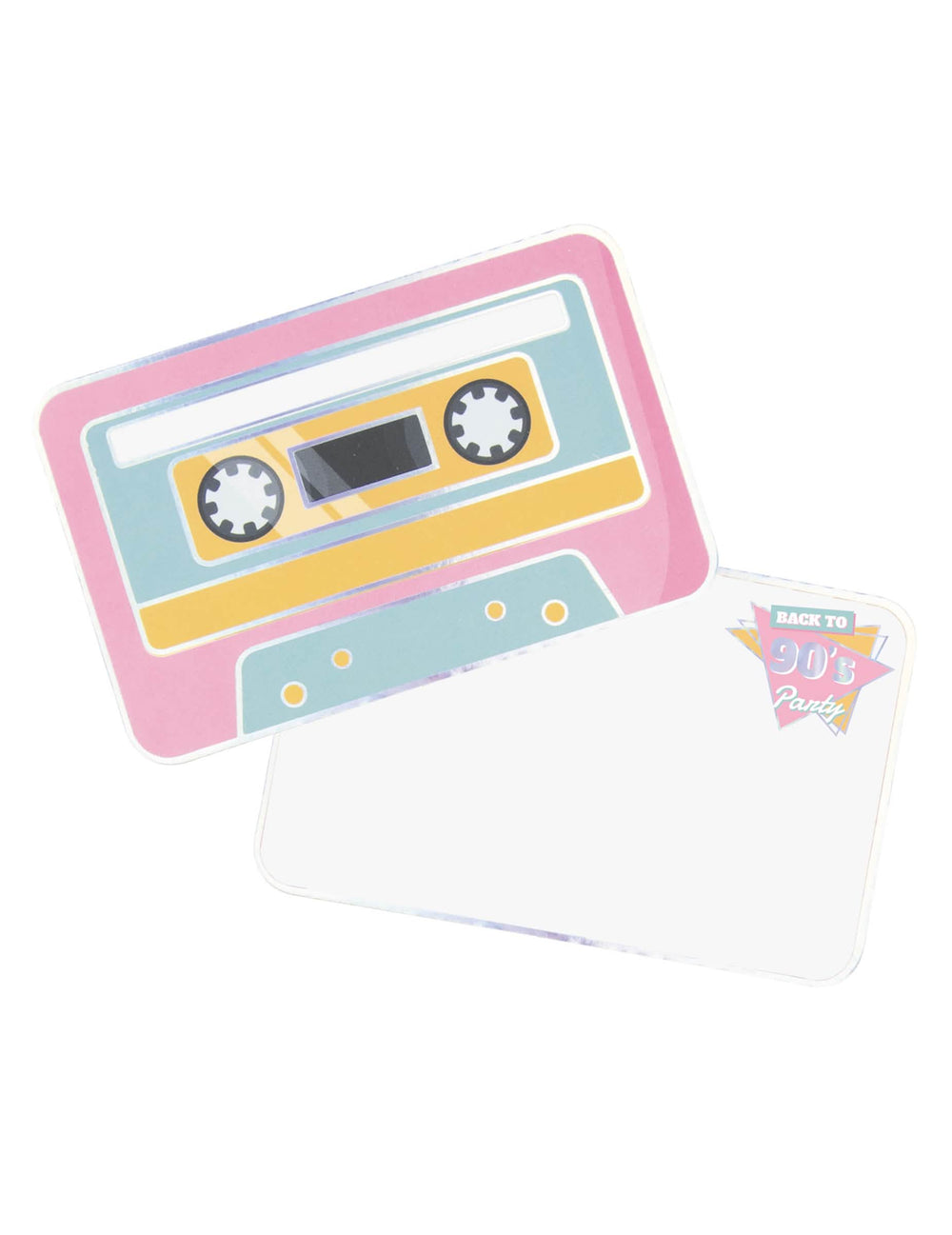 Invitations cassettes années 90 pour fête roses et multicolores