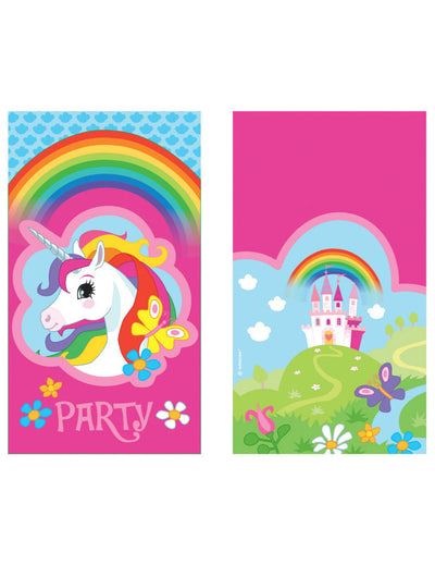 Invitations et enveloppes Licorne arc-en-ciel pour enfant rose