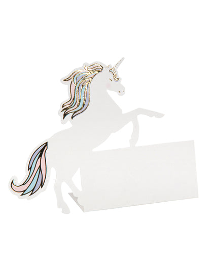 Marque-place licorne pour table d'anniversaire pastel et or