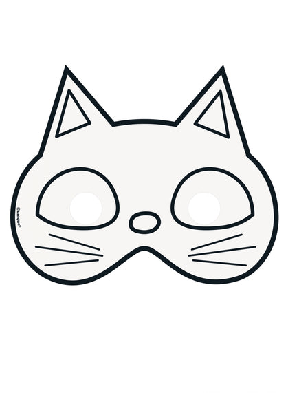 Modèle chat du masque en papier à colorier Halloween