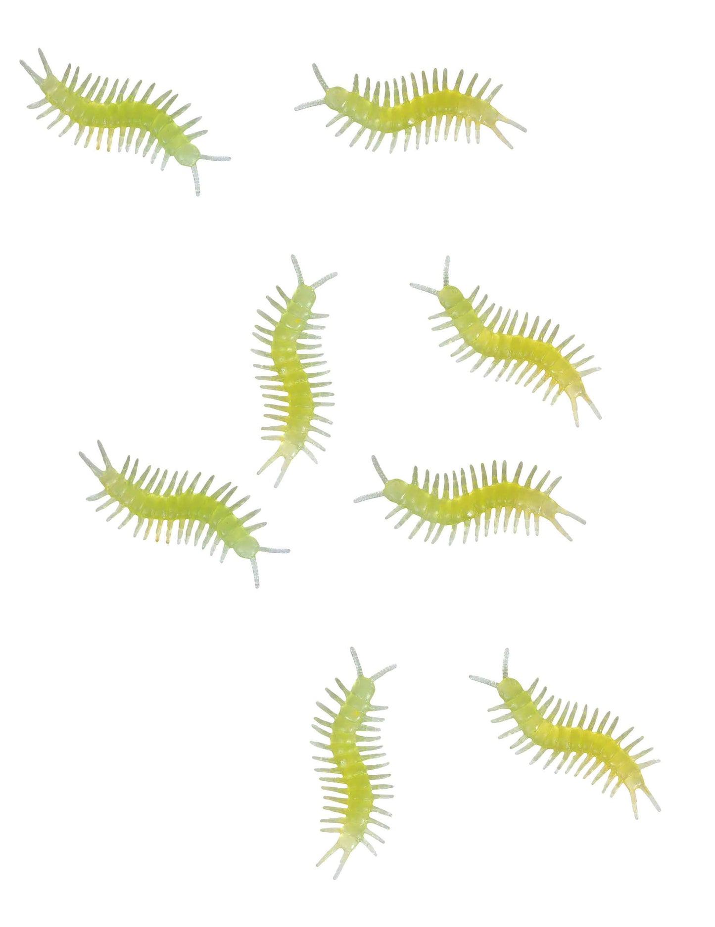 8 mille-pattes phosphorescents pour décoration jaune fluo