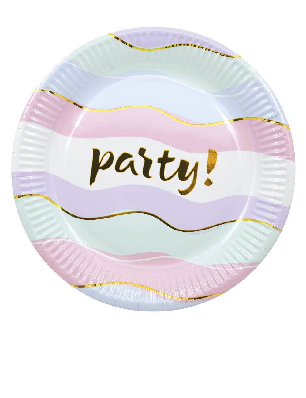 farfurii din carton Elegant Party pentru petrecere pastel cu valuri aurii