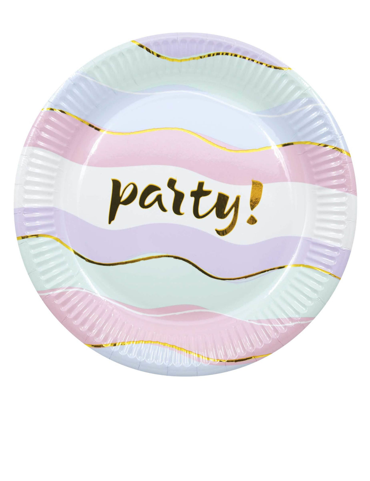 farfurii din carton Elegant Party pentru petrecere pastel cu valuri aurii