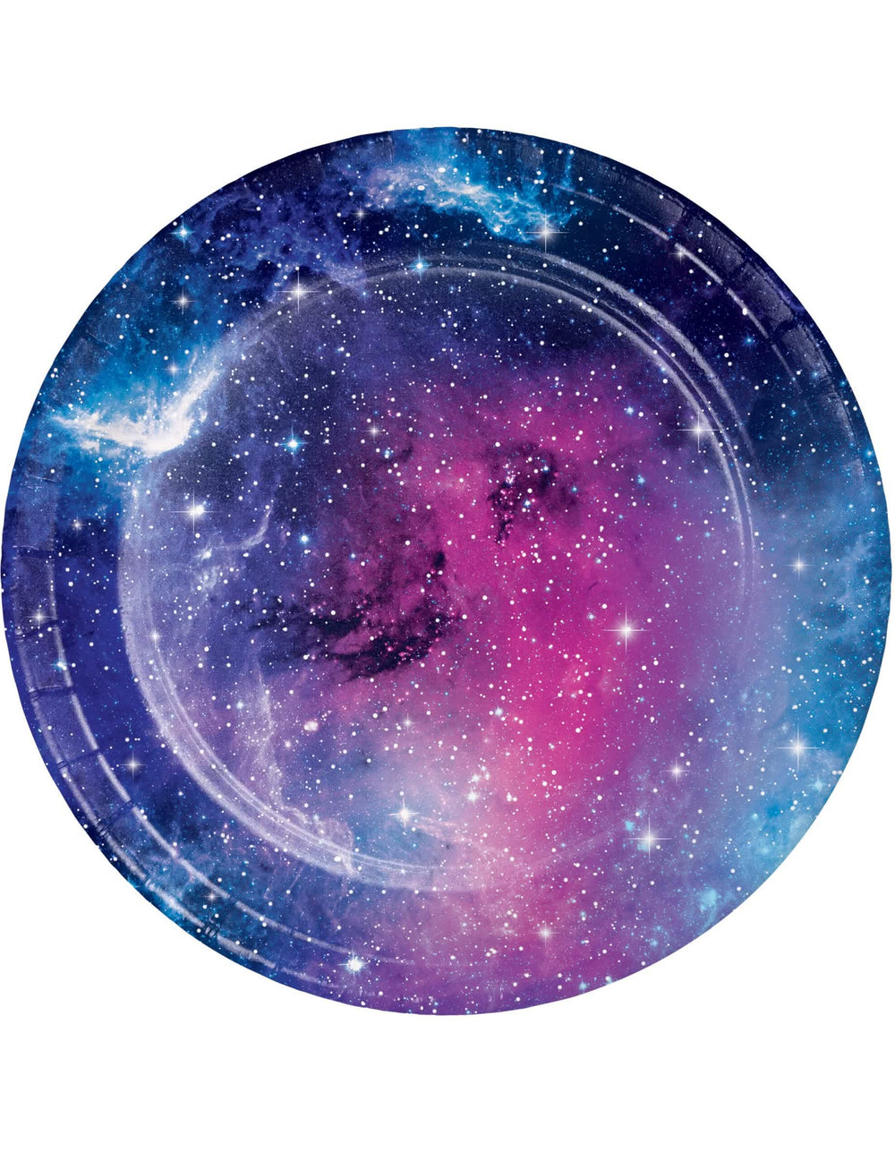farfurii din carton galaxy și stele pentru petrecere, violet și albastre