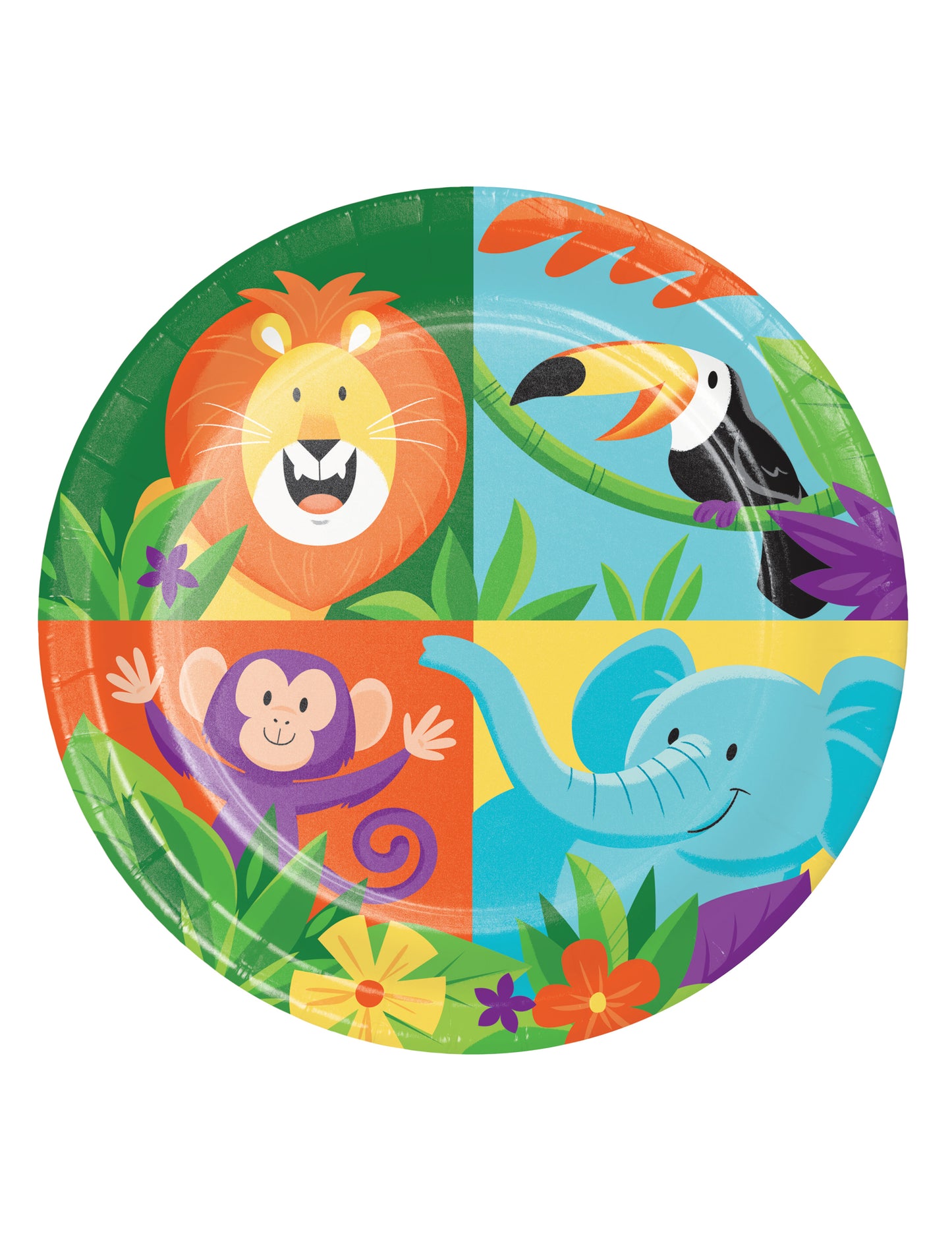 8 Farfurii mici de hârtie cu tematică safari în junglă 18 cm