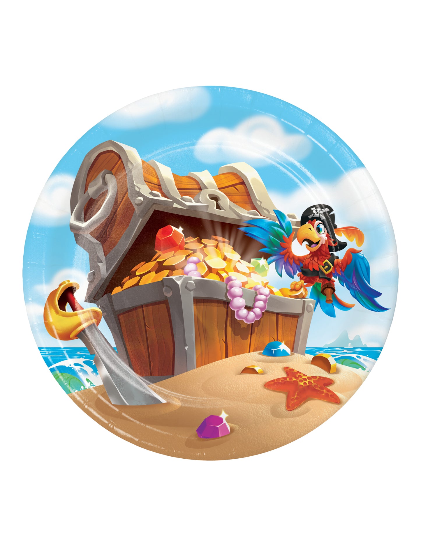 8 farfurii mici de hârtie cu comori de pirat 18 cm pentru ziua de naștere