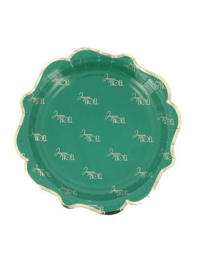 8 farfurii mici Crăciun Fericit atemporal verde englez și auriu 18 cm