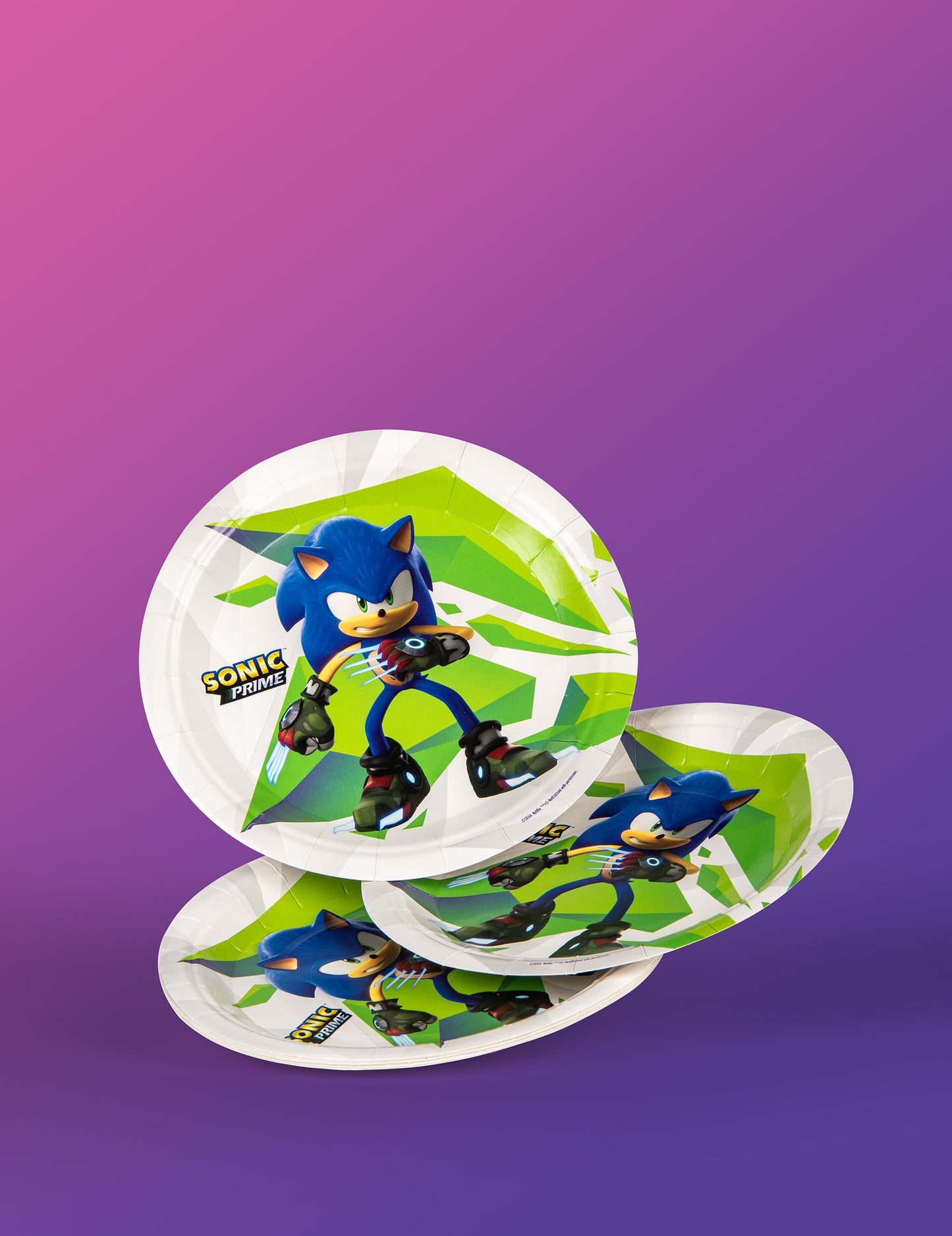 Vue de plusieurs exemplaires des assiettes Sonic Prime