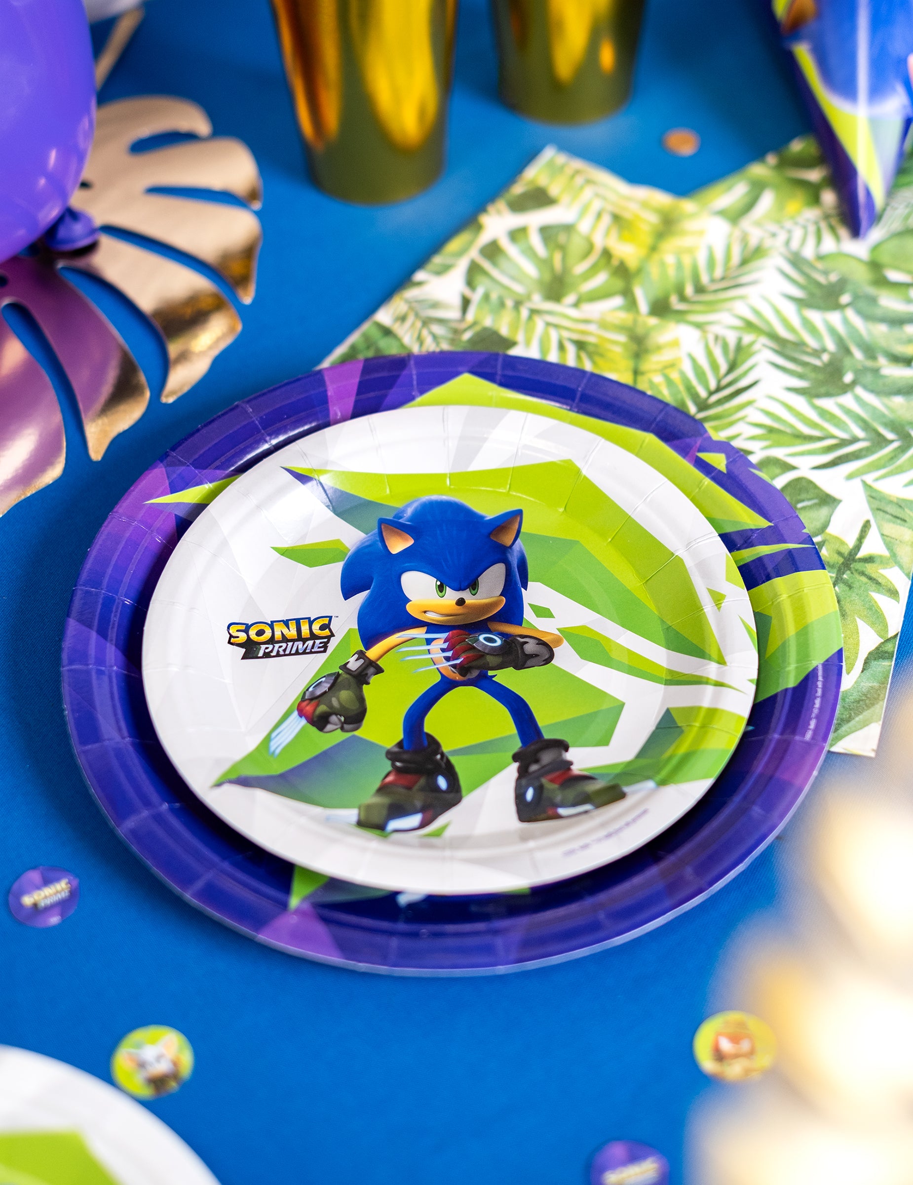 Vue de dessus des assiettes Sonic Prime