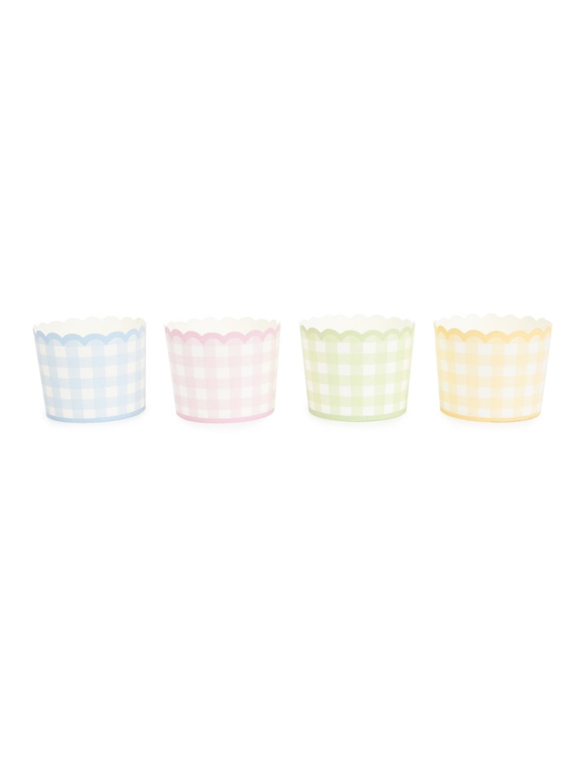 Petits pots Vichy Pastel pour fête multicolores en carton