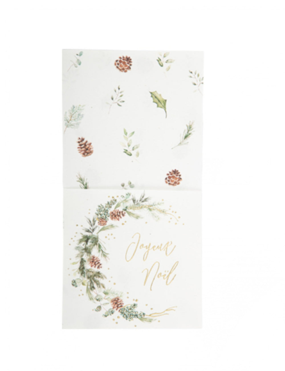 Porte-couverts forêt enchantée joyeux Noël pour décoration de table blanc avec motifs végétaux