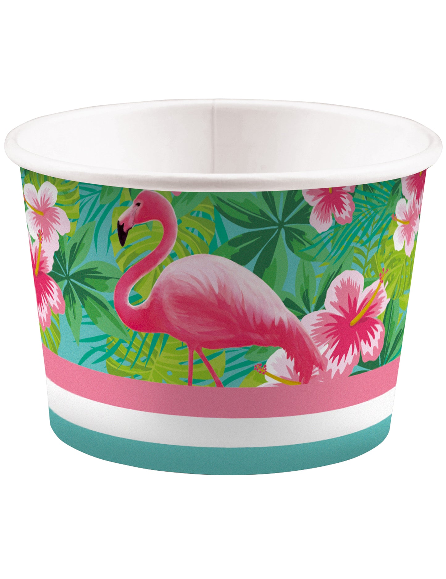 Pot à glace Flamingo Paradise multicolore en carton avec imprimé flamant rose et fleurs tropicales