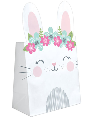 8 Pungi cadou din hârtie Iepuraș alb 20,3 x 11,4 x 8,3 cm 
