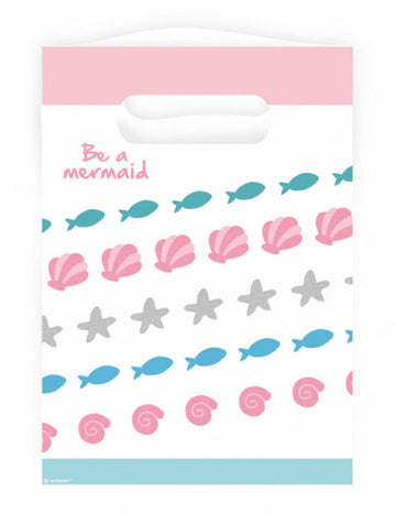 8 sacs cadeau sirène 23 x 17 cm en plastique