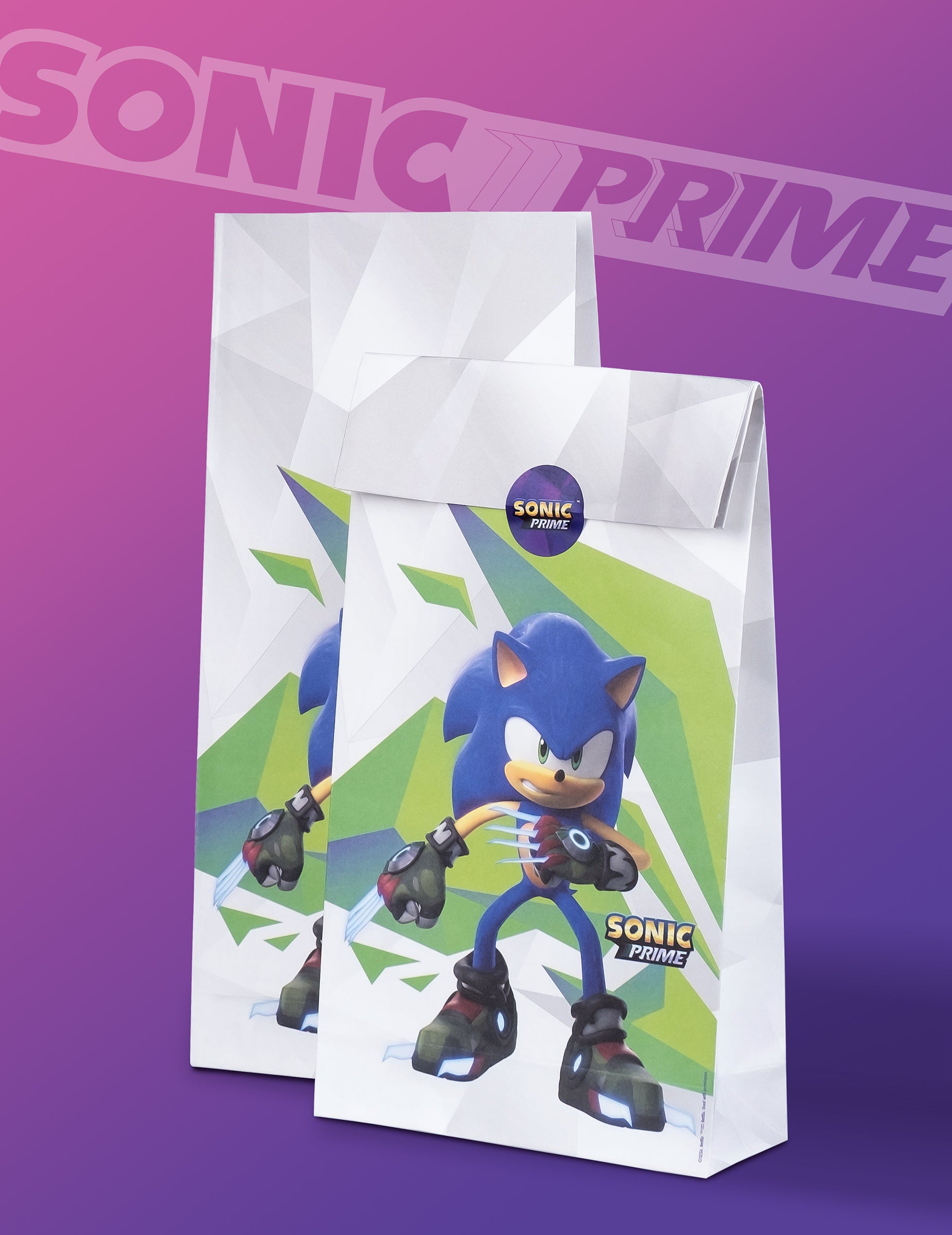 Vue d'ensemble des sacs cadeaux Sonic Prime