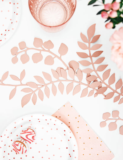 9 decorațiuni de masă frunze roz pudrat din hârtie 