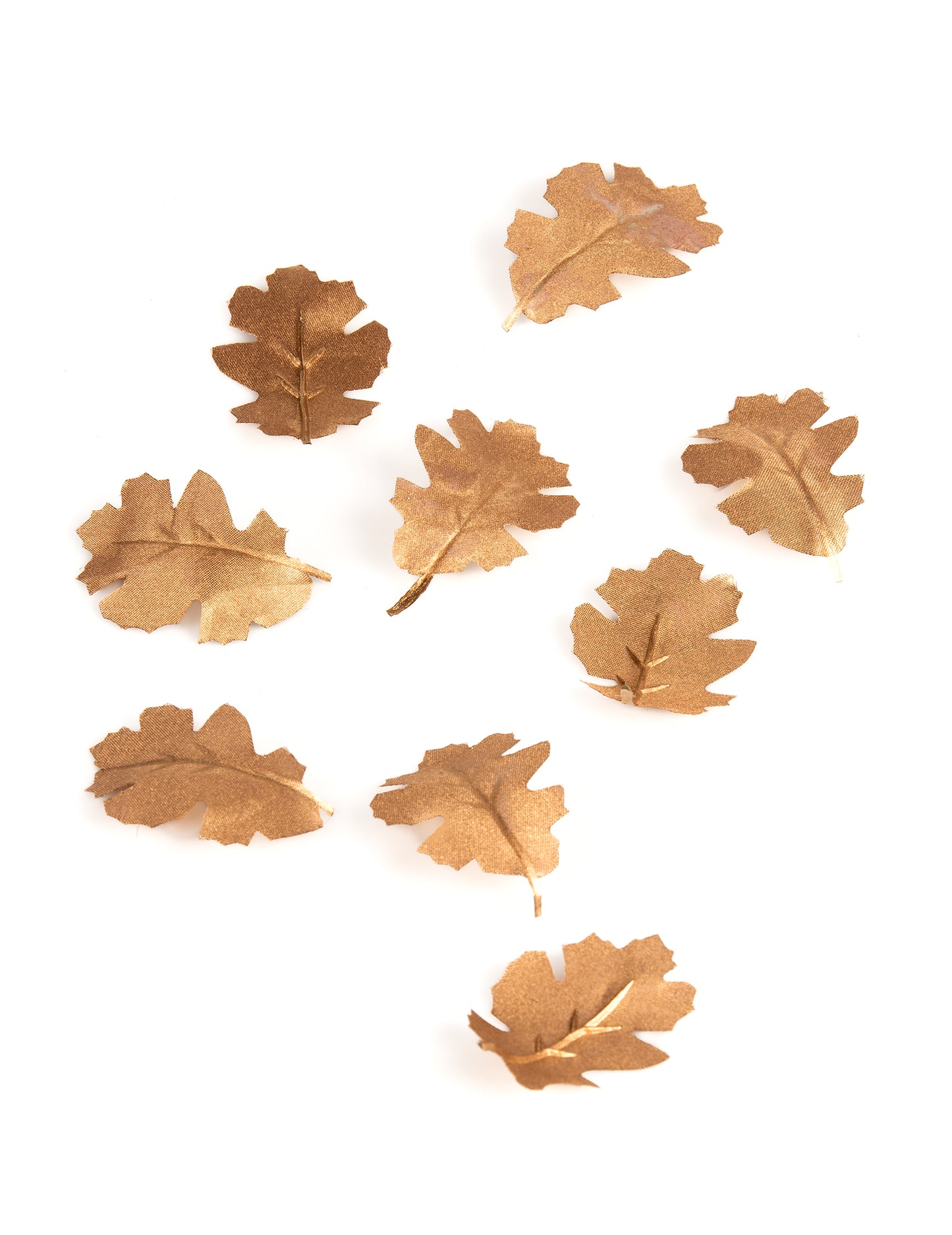 9 frunze de stejar din material textil metalizat auriu 7,8 x 5,3 cm pentru decorare