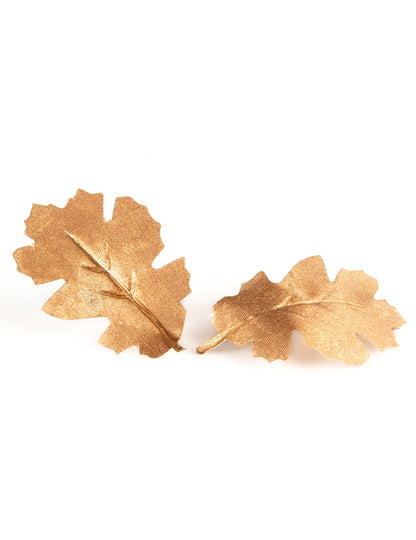 9 frunze de stejar din material textil metalizat auriu 7,8 x 5,3 cm pentru decorare